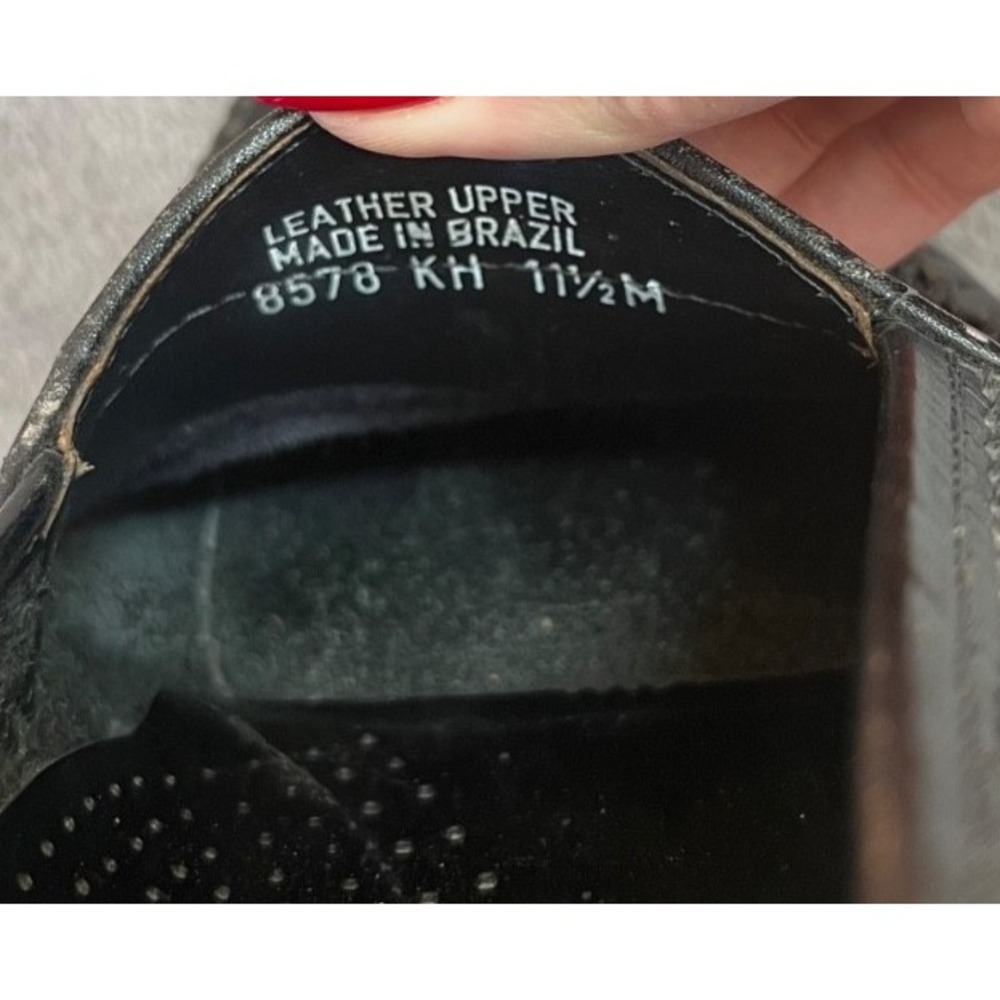G. H. Bass & Co Penny Loafers Mens 11.5M Black Woven Leather Vtg Made in Brazil - Picture 11 of 11